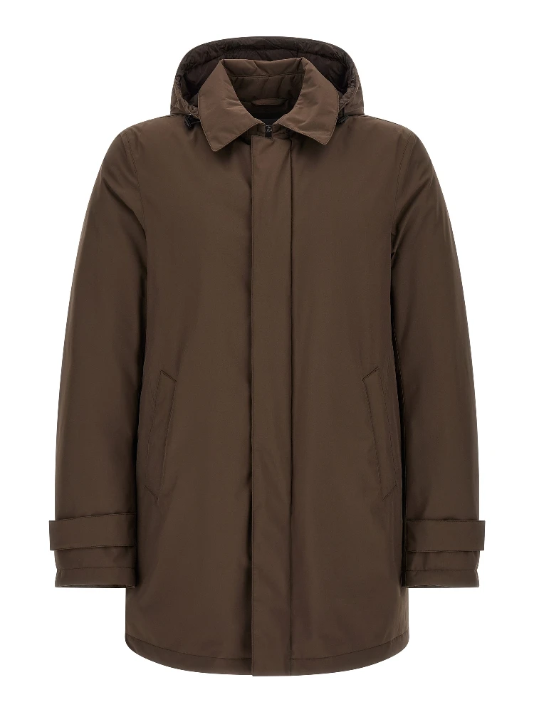 Brown Polyester Parka