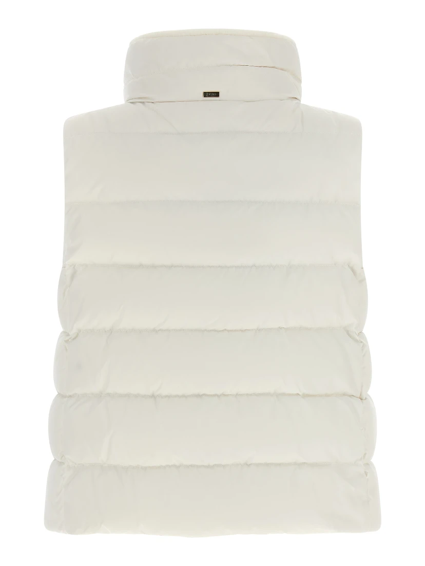 White Polyester Sleeveless Jacket