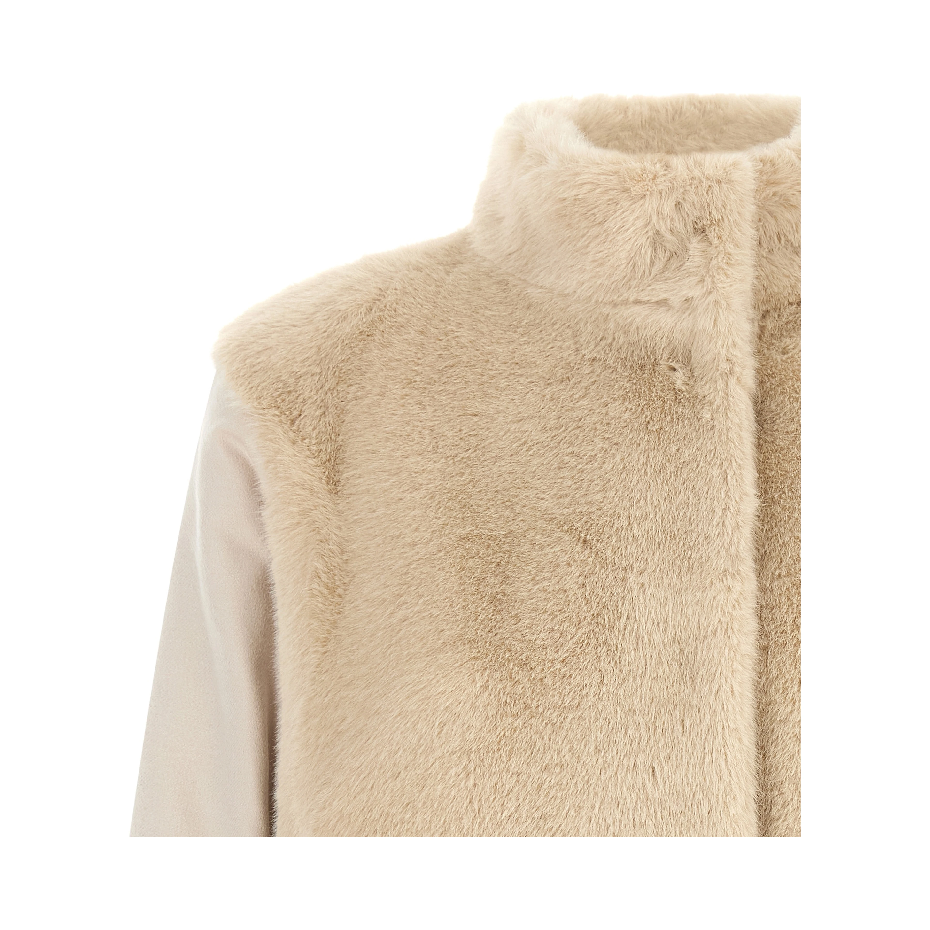 Beige Polyester Full-Length Jacket
