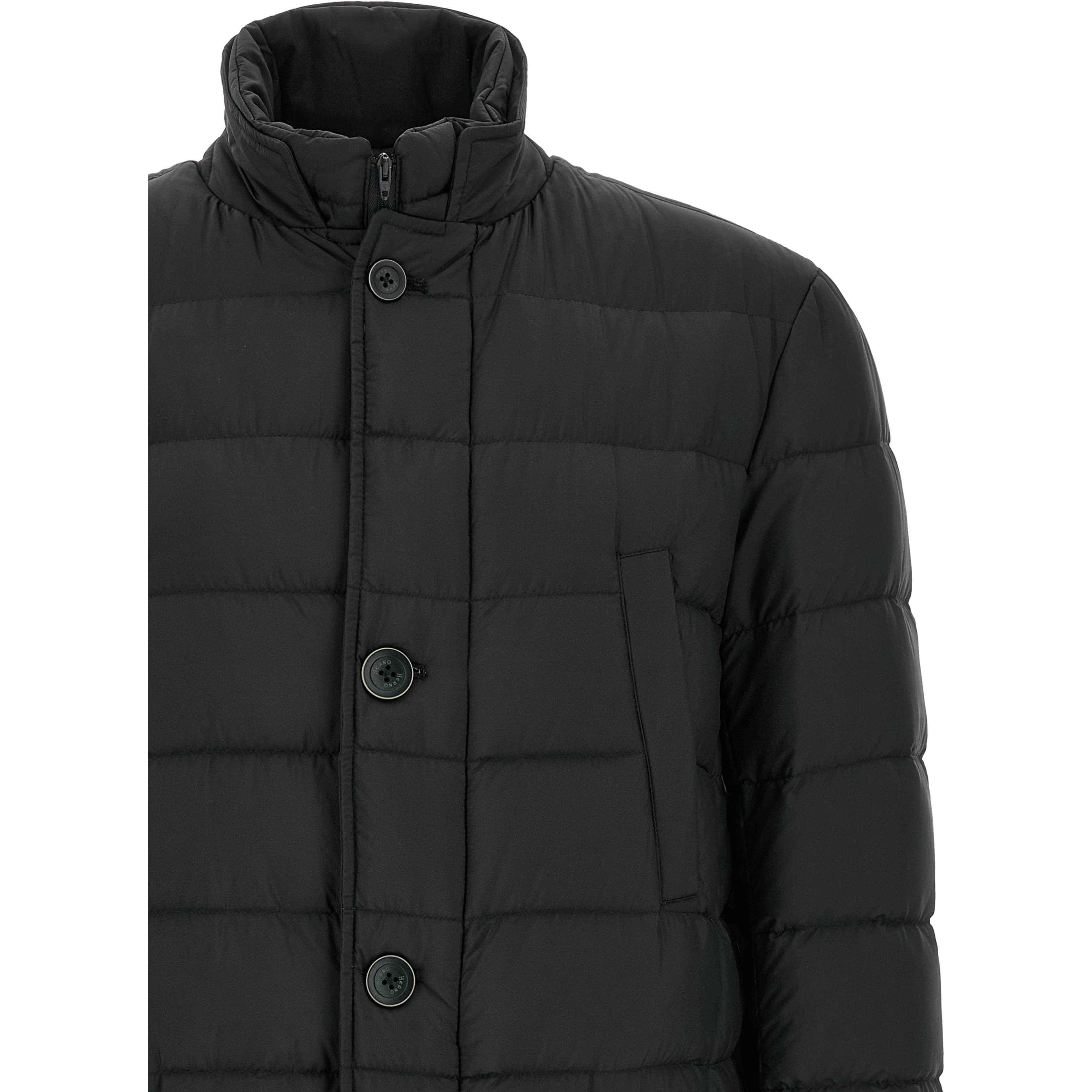 Black Polyamide Full-Length Jacket