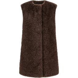 Brown Polyester Sleeveless Jacket