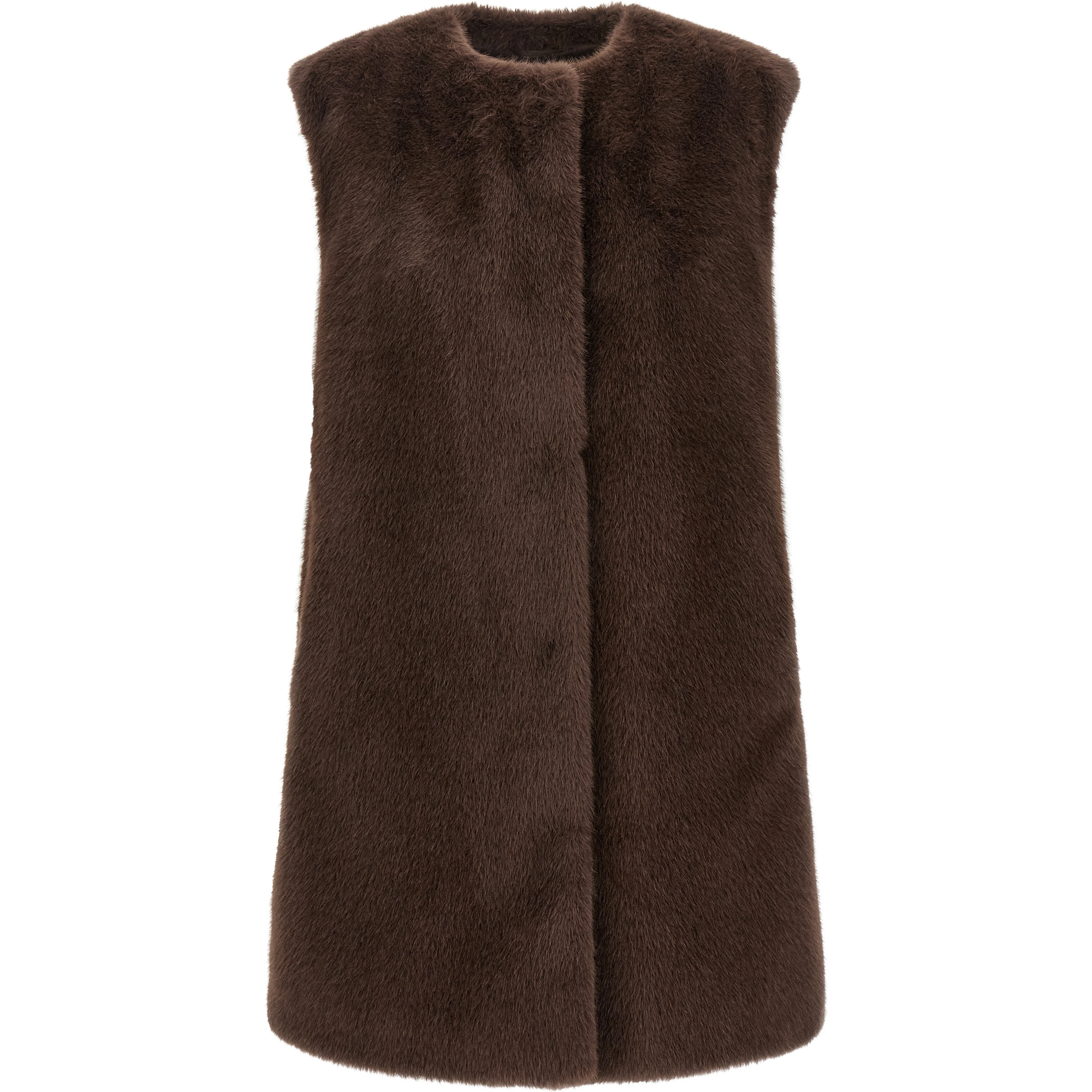 Brown Polyester Sleeveless Jacket
