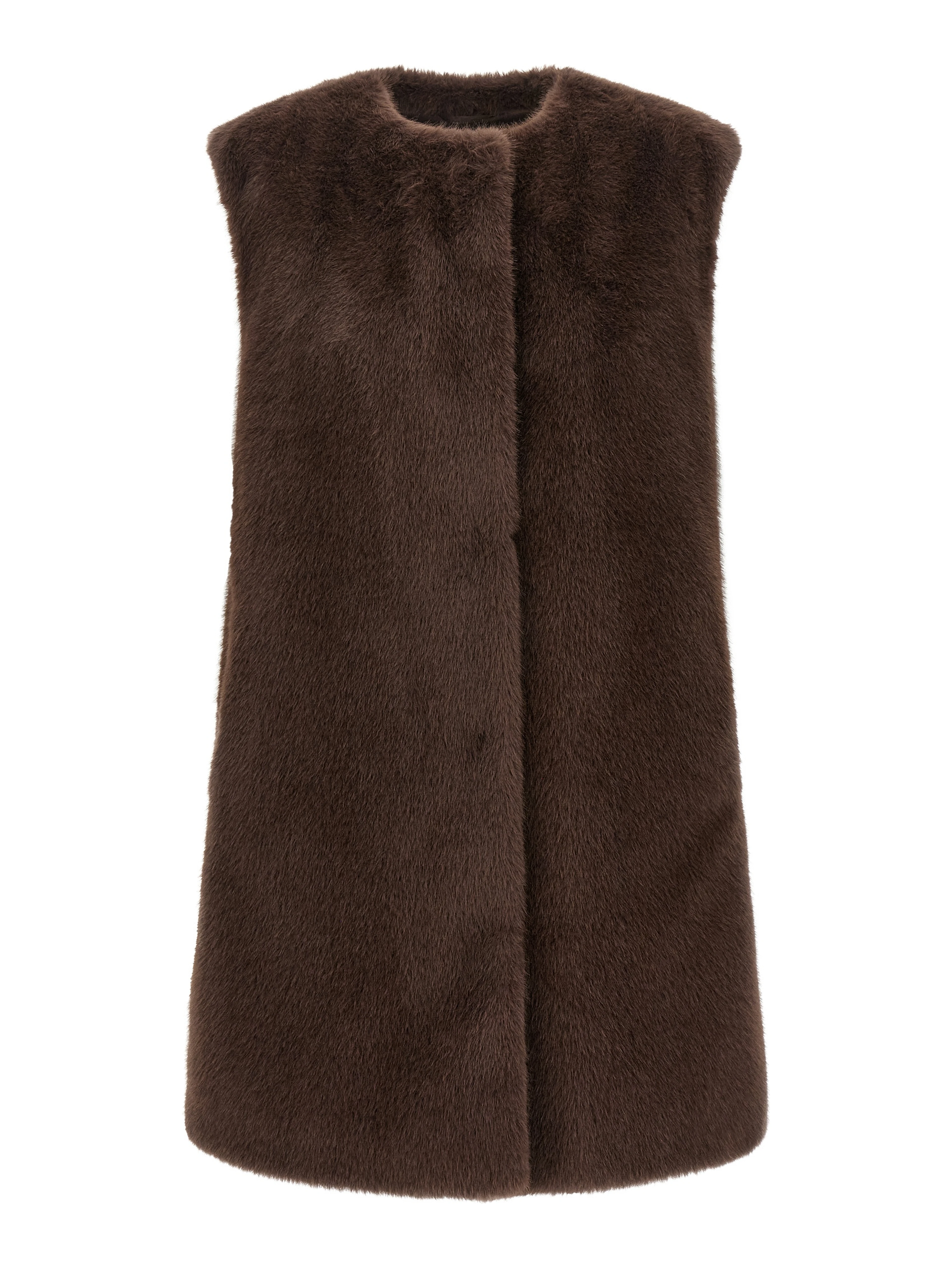 Brown Polyester Sleeveless Jacket