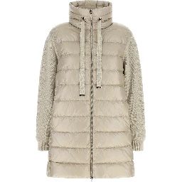 Beige Polyamide Full-Length Jacket