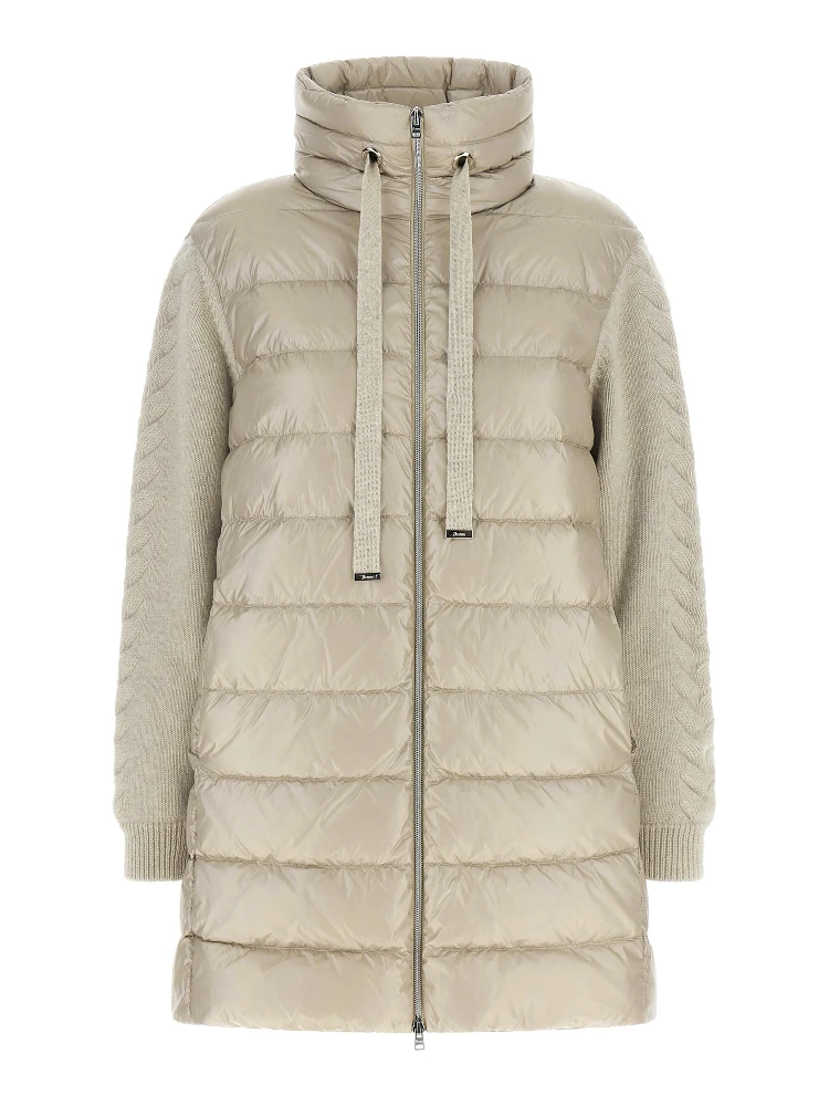 Beige Polyamide Full-Length Jacket