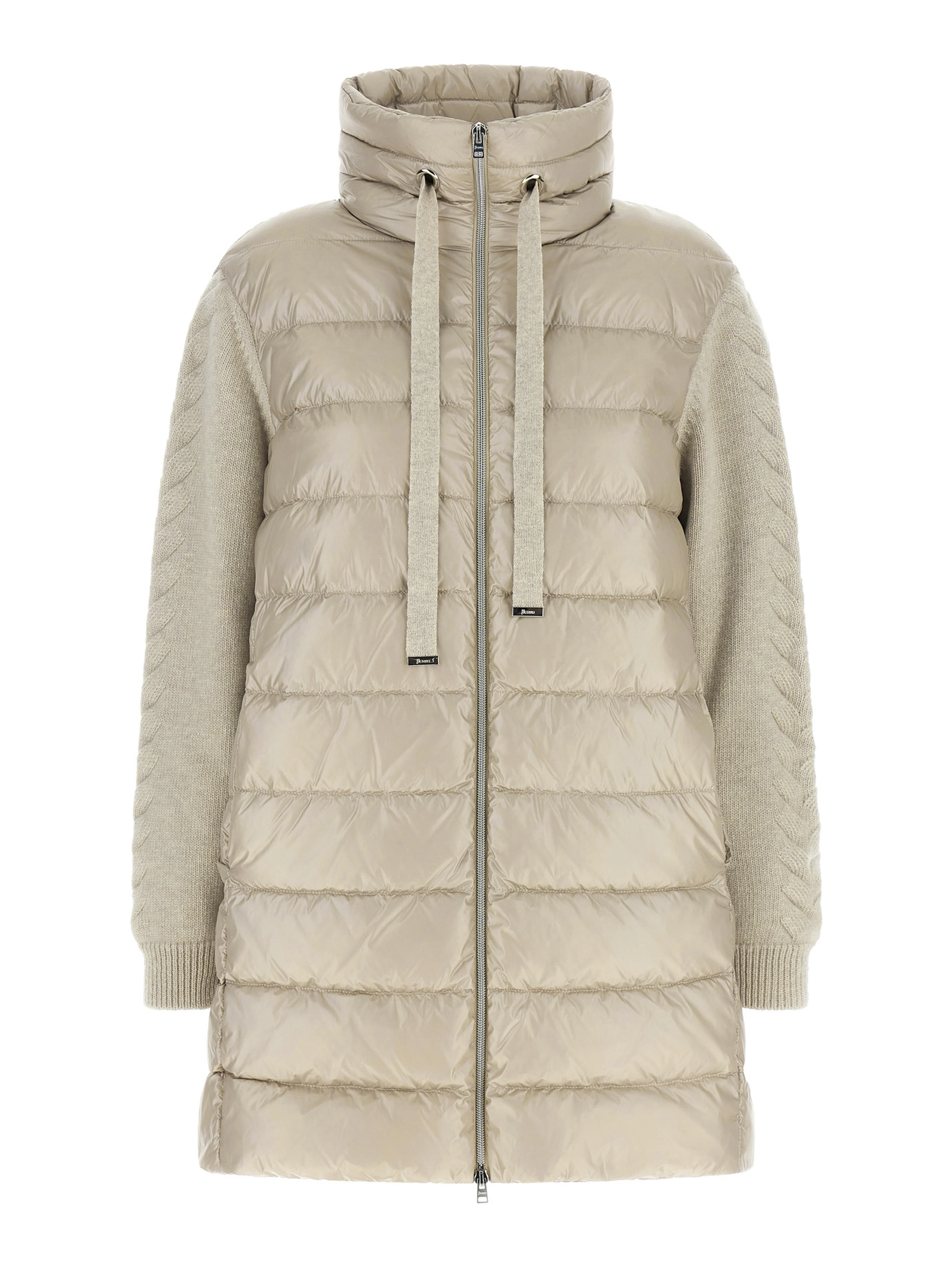 Beige Polyamide Full-Length Jacket