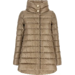 Beige Polyamide Full-Length Jacket