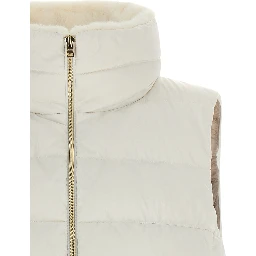 White Polyester Sleeveless Jacket
