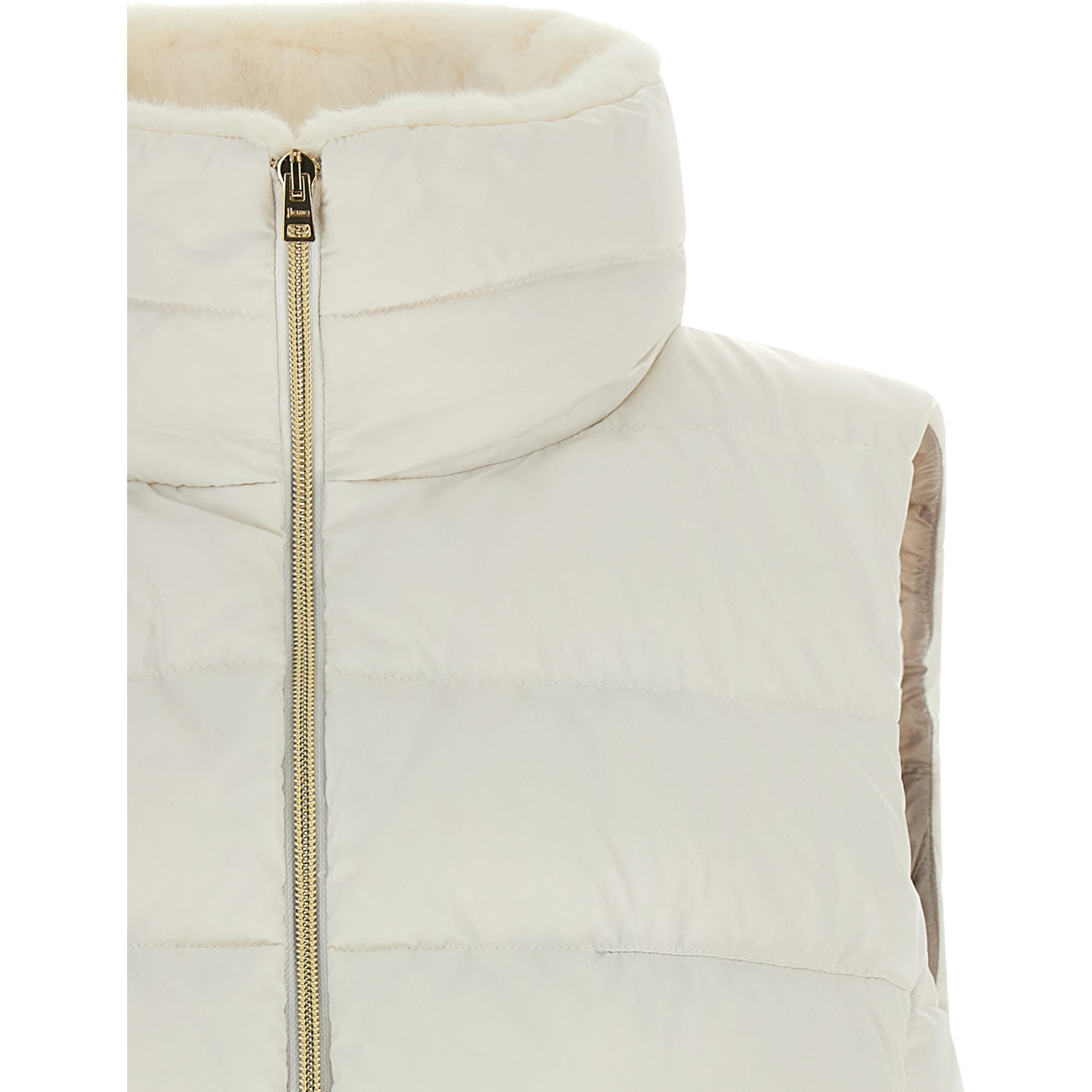 White Polyester Sleeveless Jacket