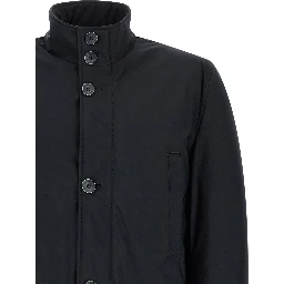 Blue Polyamide Full-Length Jacket