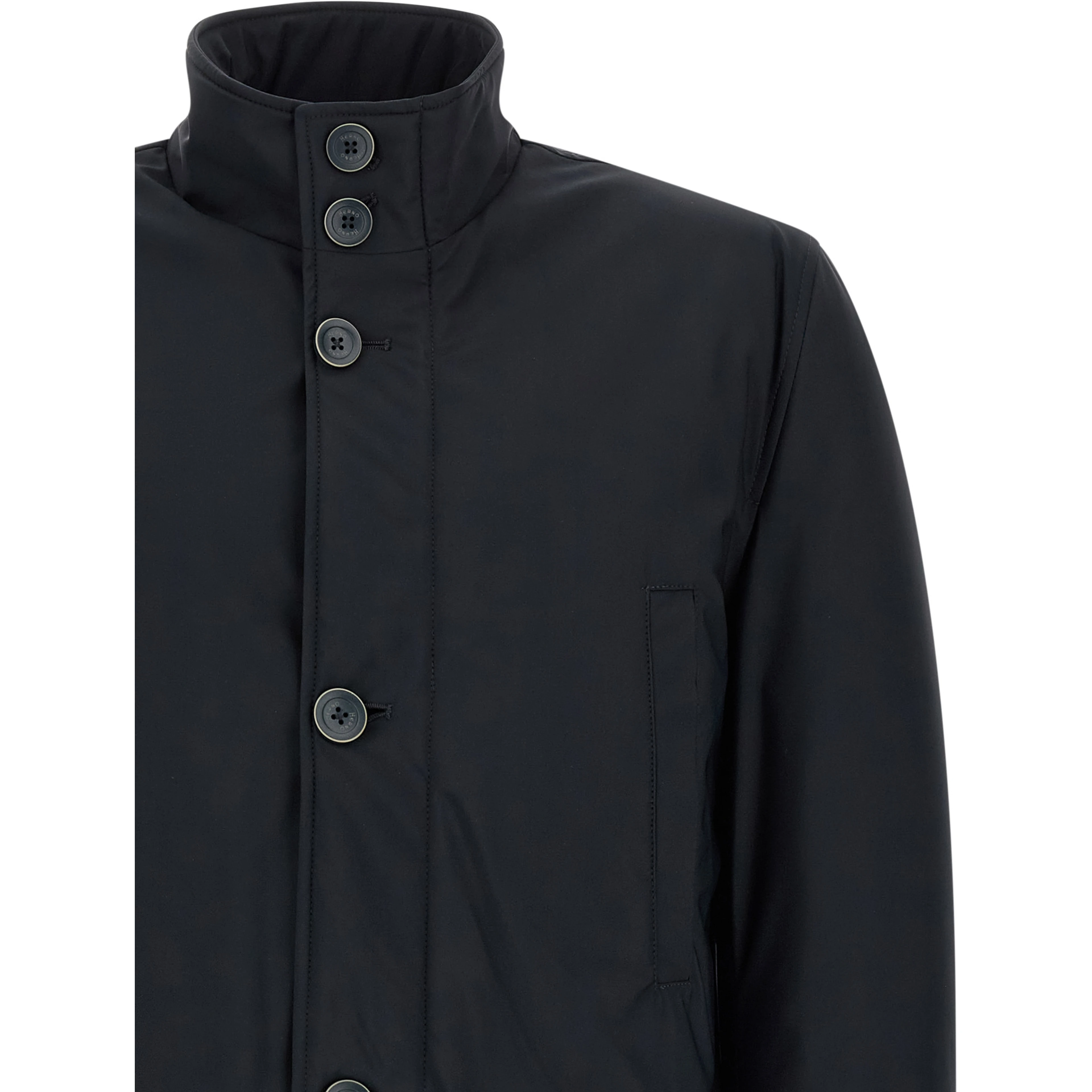 Blue Polyamide Full-Length Jacket