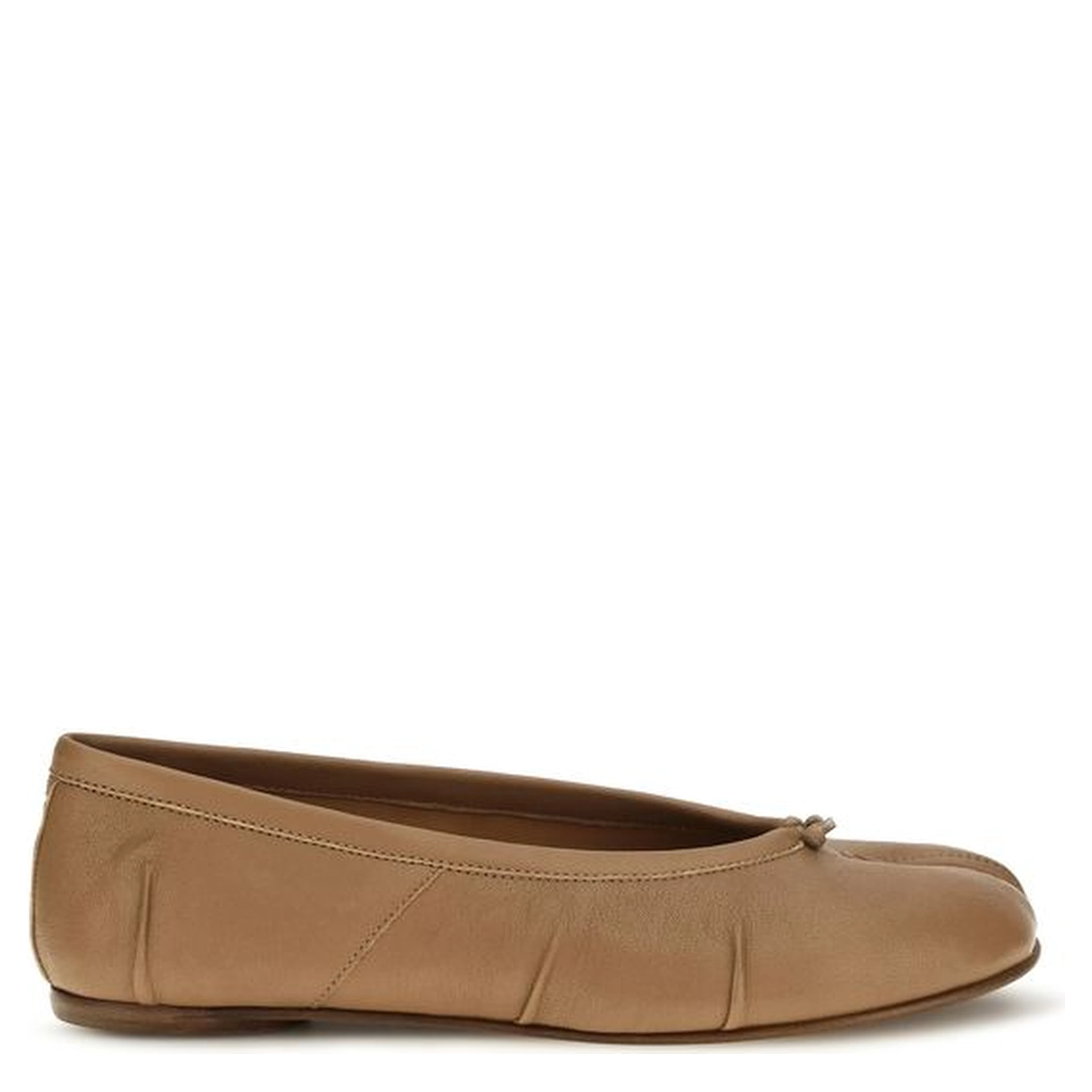 Beige Lamb Ovis Aries Ballet Flats