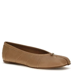 Beige Lamb Ovis Aries Ballet Flats