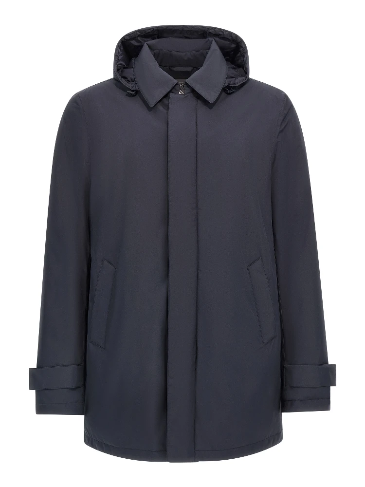 Blue Polyester Parka