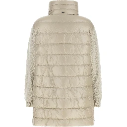 Beige Polyamide Full-Length Jacket