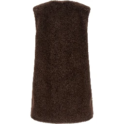 Brown Polyester Sleeveless Jacket