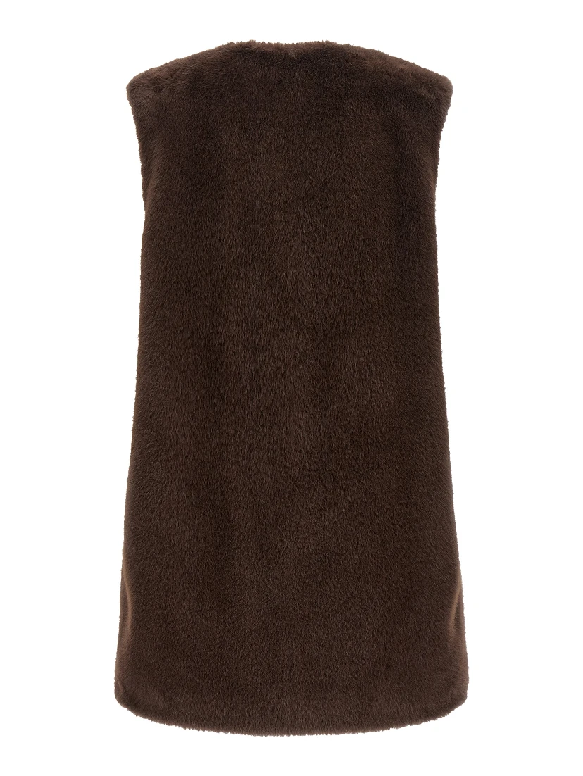 Brown Polyester Sleeveless Jacket