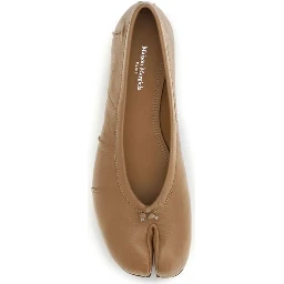 Beige Lamb Ovis Aries Ballet Flats