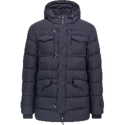 Blue Polyamide Full-Length Jacket