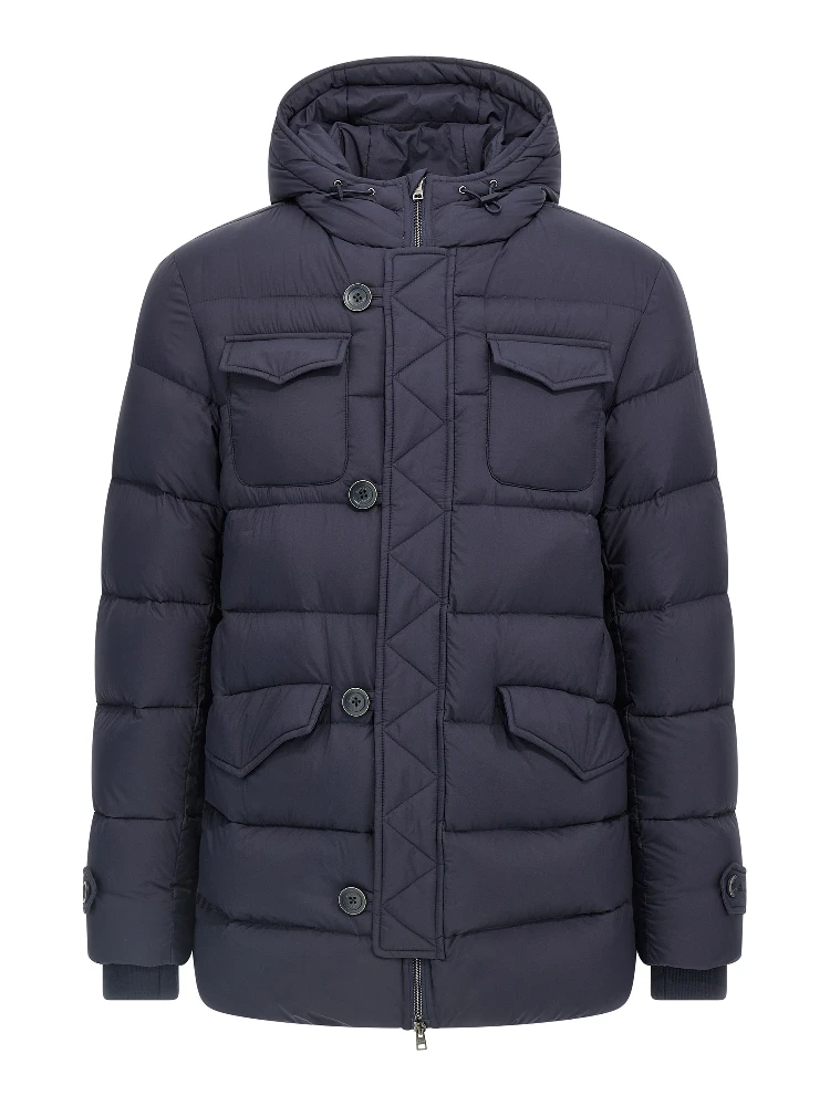 Blue Polyamide Full-Length Jacket