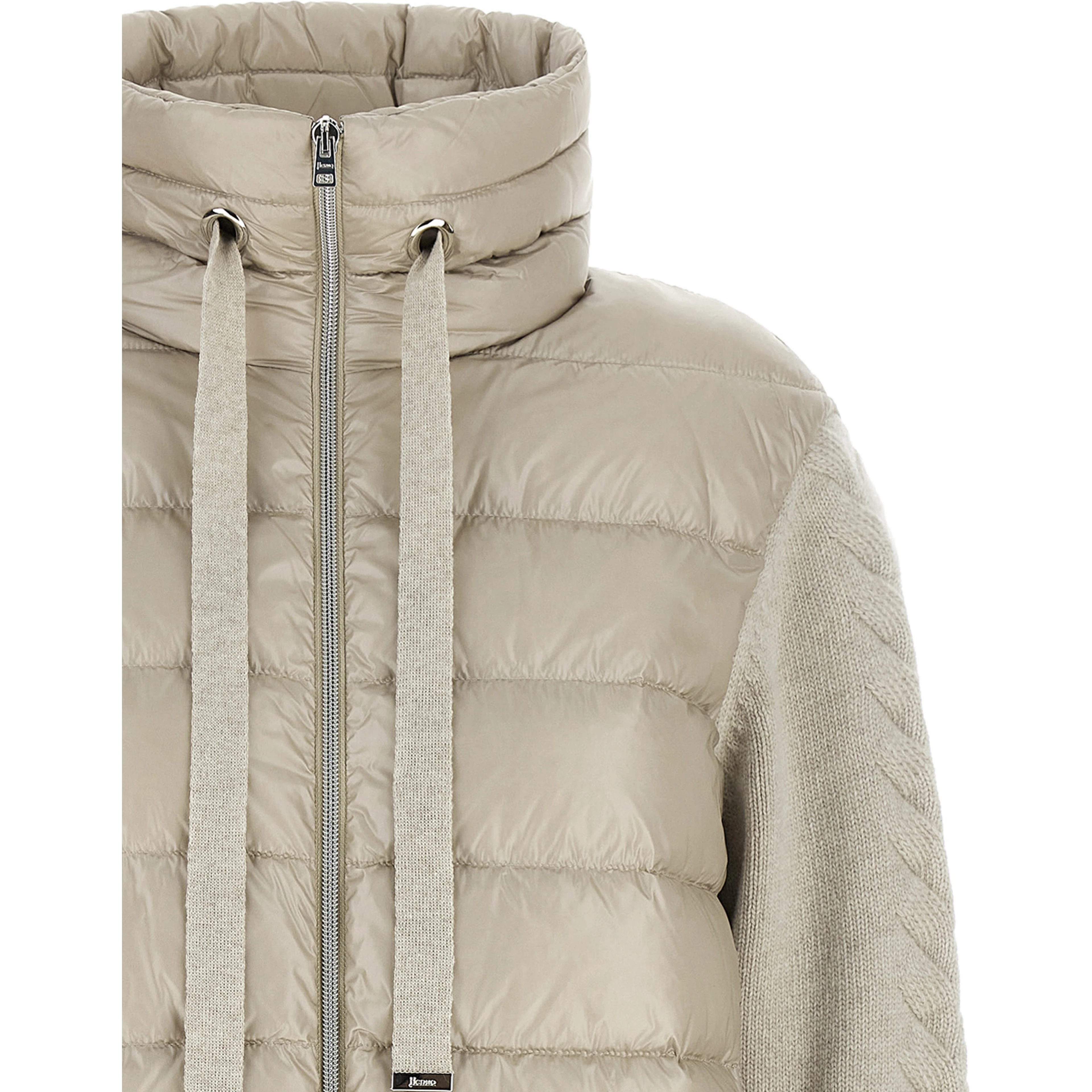 Beige Polyamide Full-Length Jacket