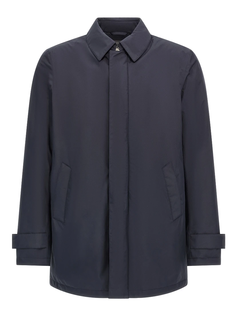 Blue Polyester Parka