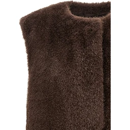 Brown Polyester Sleeveless Jacket