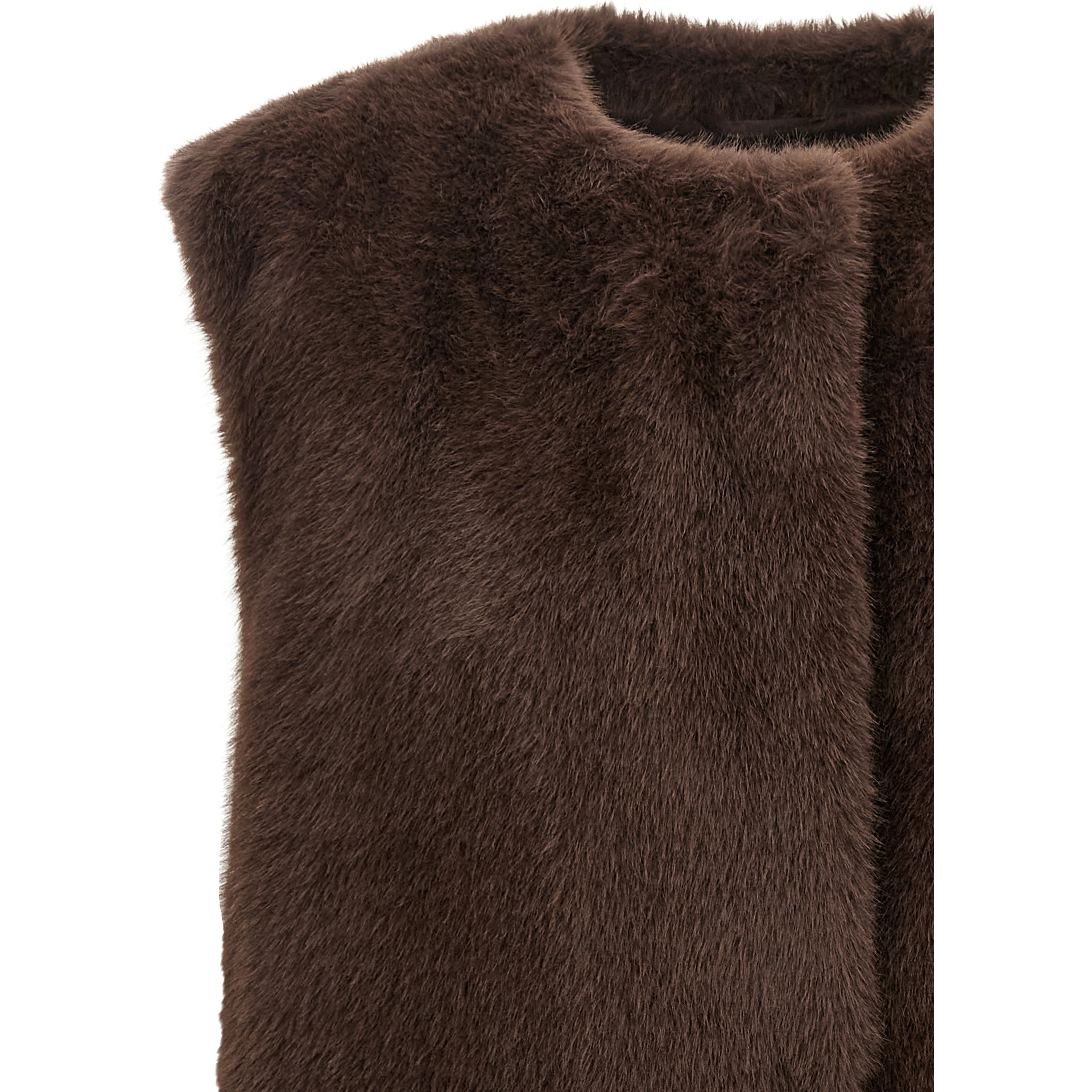 Brown Polyester Sleeveless Jacket