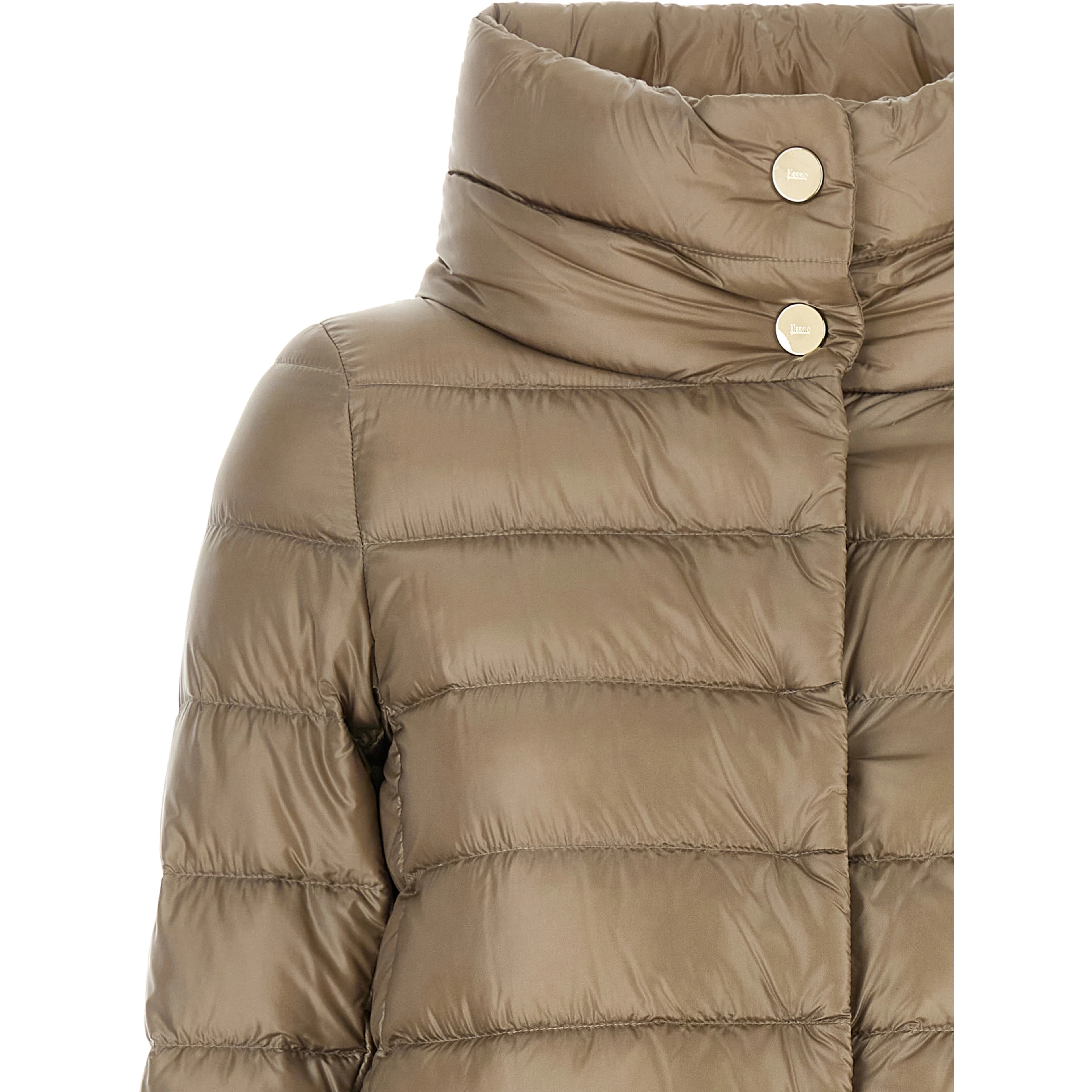 Beige Polyamide Full-Length Jacket