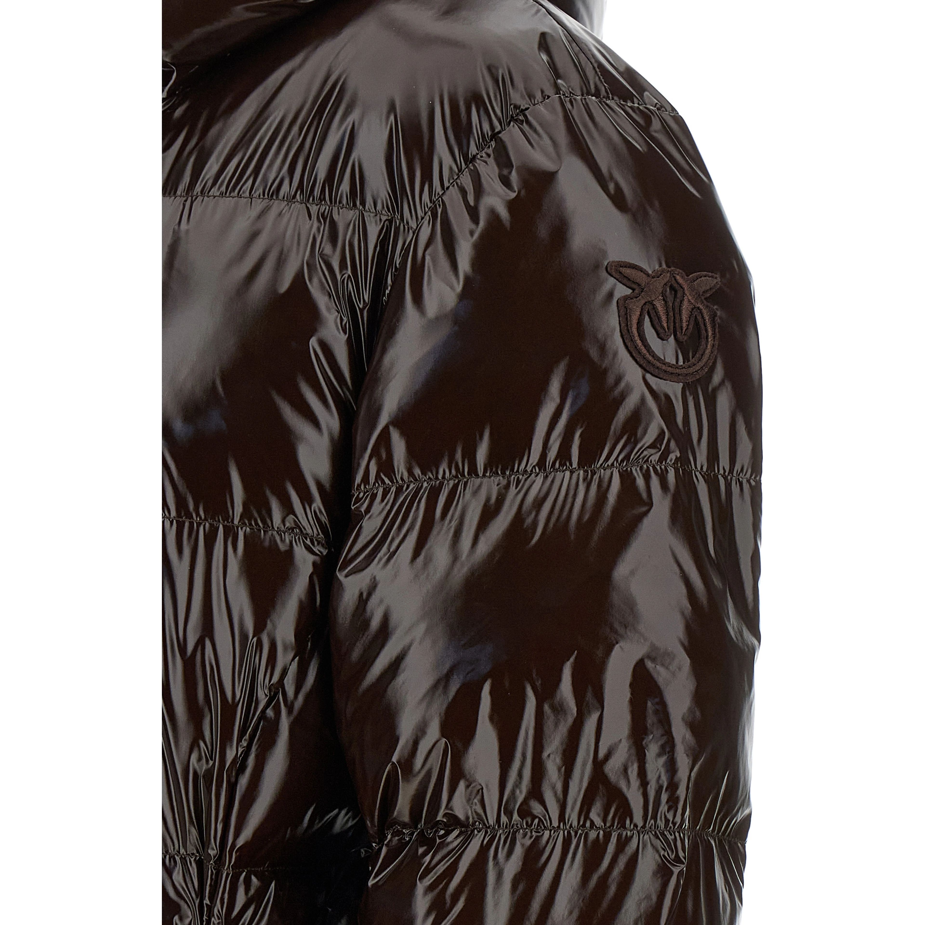 Brown Polyamide Full-Length Jacket