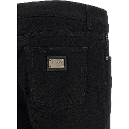 Black Cotton Slim Fit Jeans