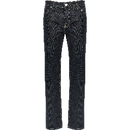Blue Cotton Tapered Jeans
