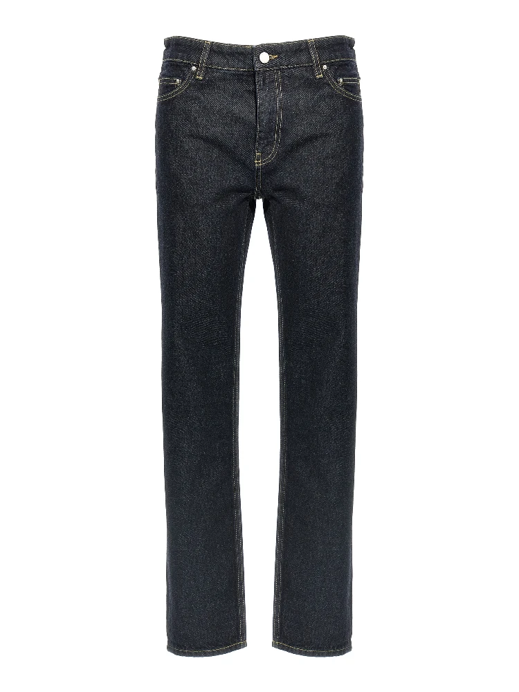 Blue Cotton Tapered Jeans