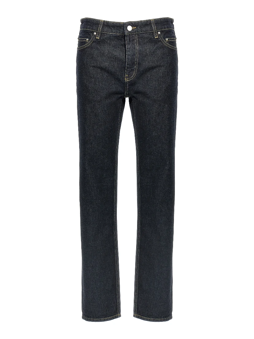 Blue Cotton Tapered Jeans