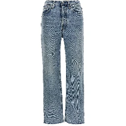 Blue Cotton Straight-Leg Jeans