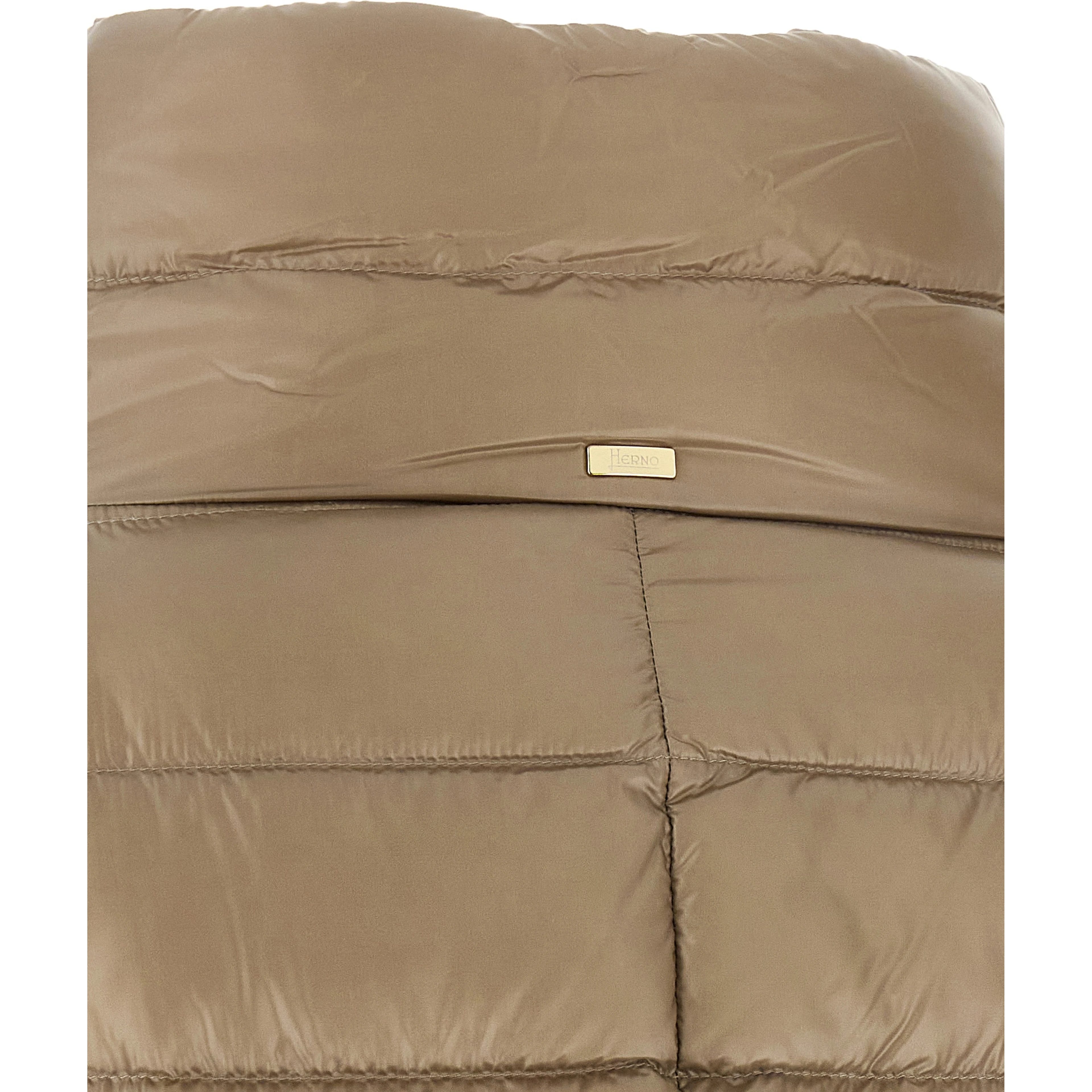 Beige Polyamide Full-Length Jacket