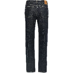 Blue Cotton Tapered Jeans