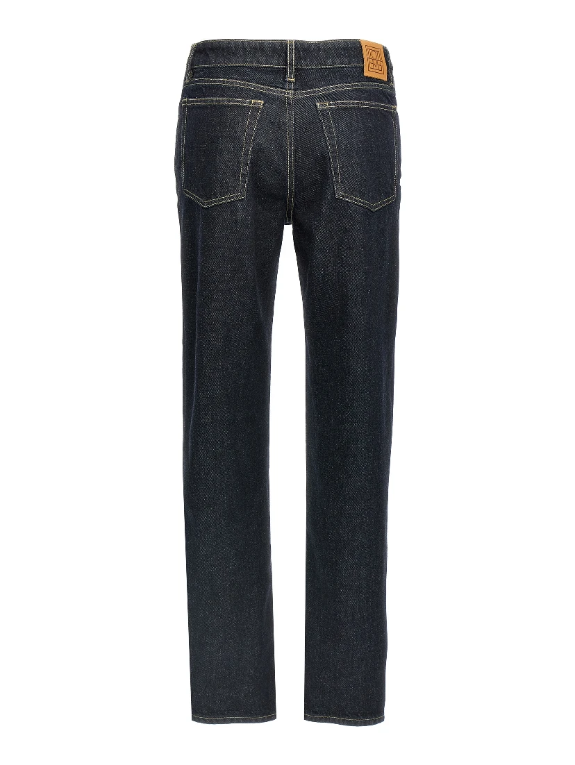Blue Cotton Tapered Jeans