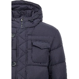 Blue Polyamide Full-Length Jacket