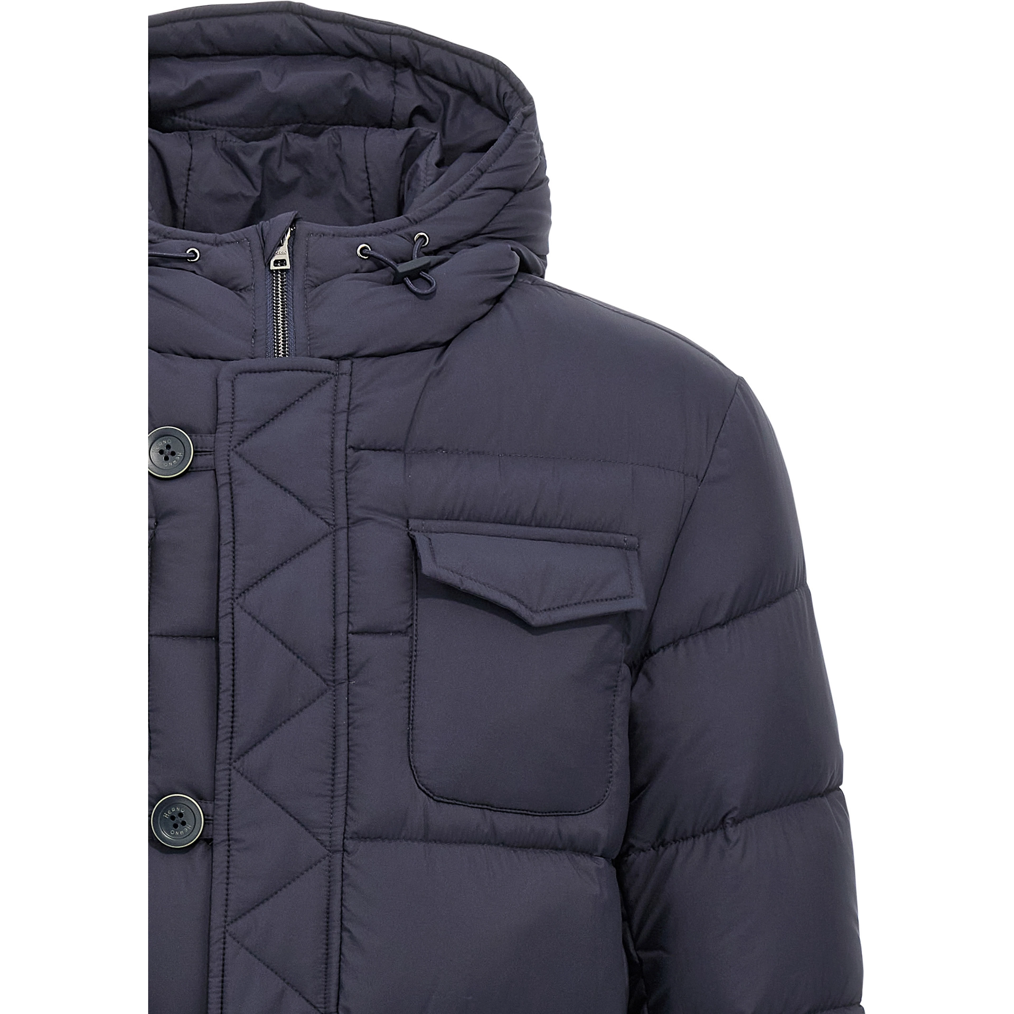 Blue Polyamide Full-Length Jacket