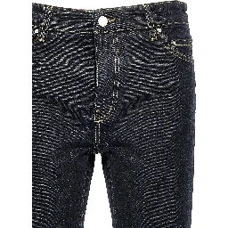 Blue Cotton Tapered Jeans