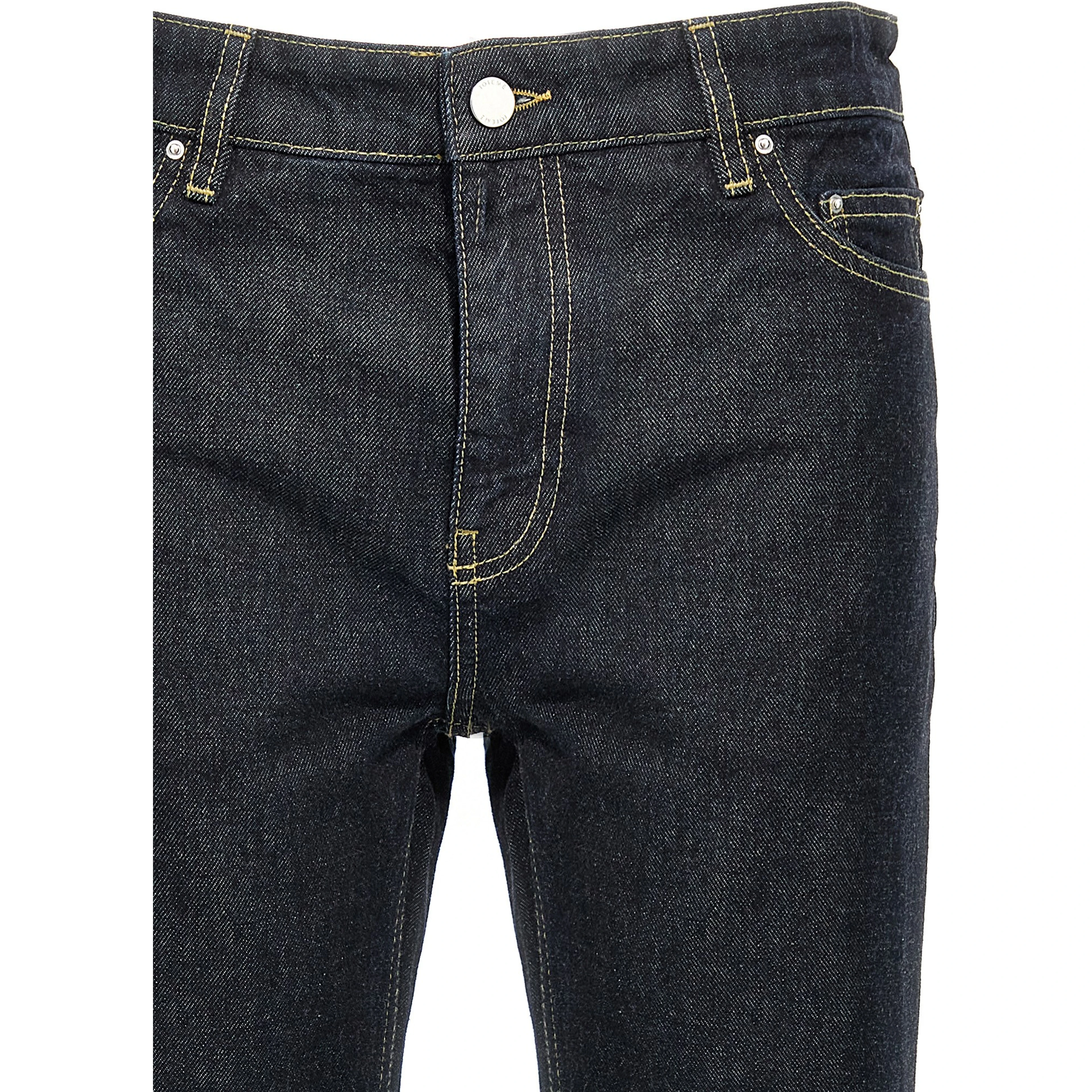 Blue Cotton Tapered Jeans