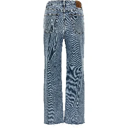 Blue Cotton Straight-Leg Jeans