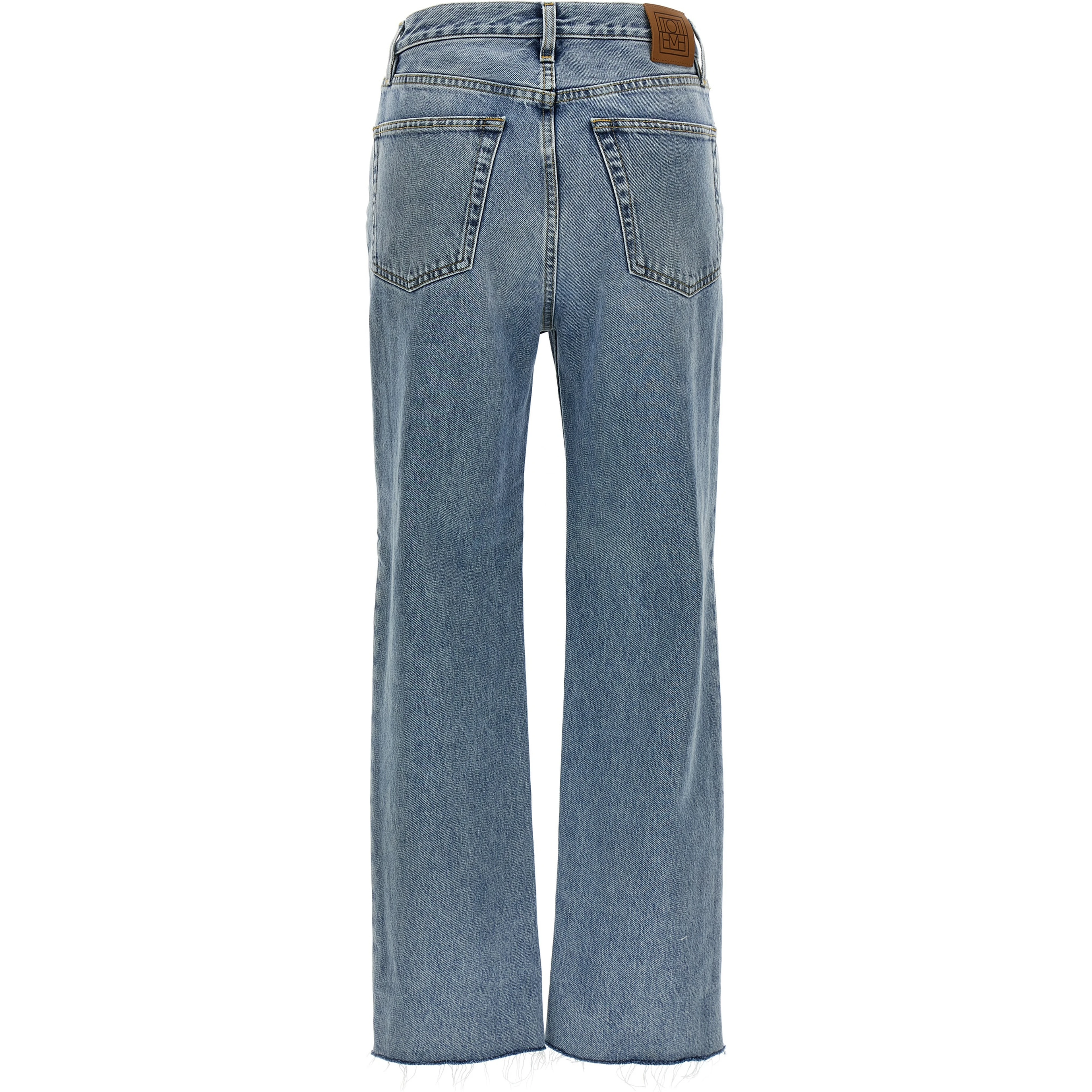 Blue Cotton Straight-Leg Jeans