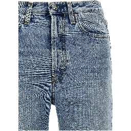 Blue Cotton Straight-Leg Jeans