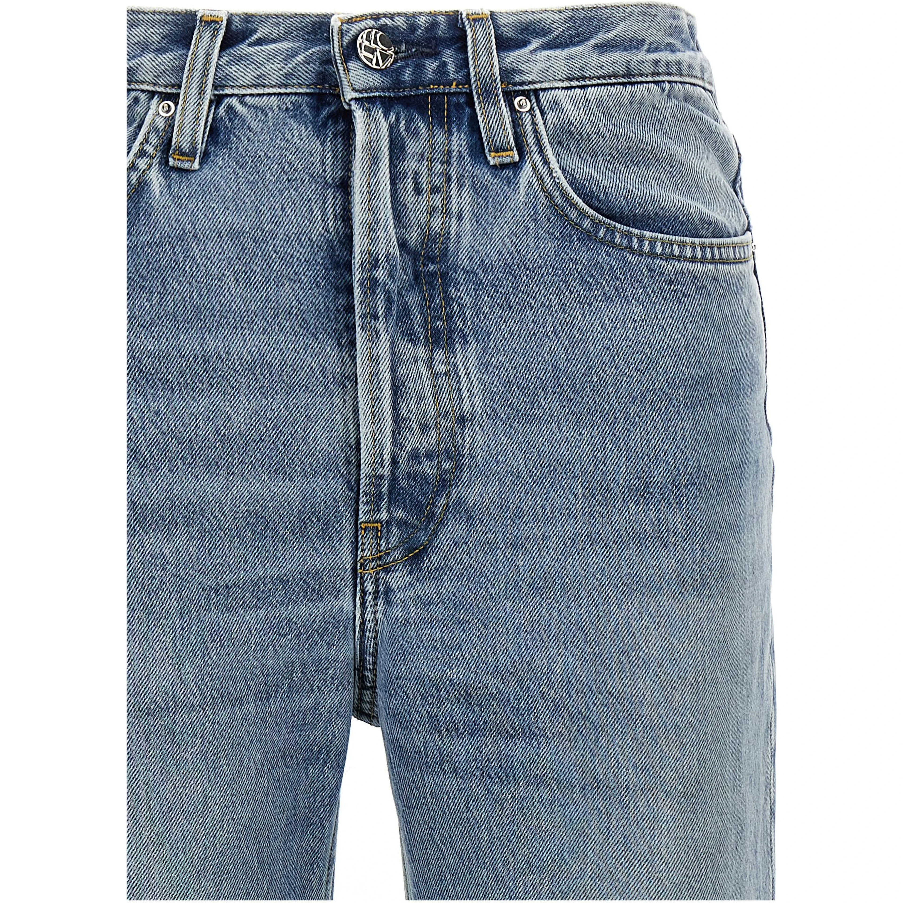 Blue Cotton Straight-Leg Jeans