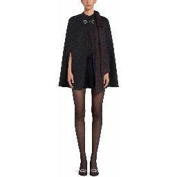 WOOL AND SILK CAPE WITH CLAMP