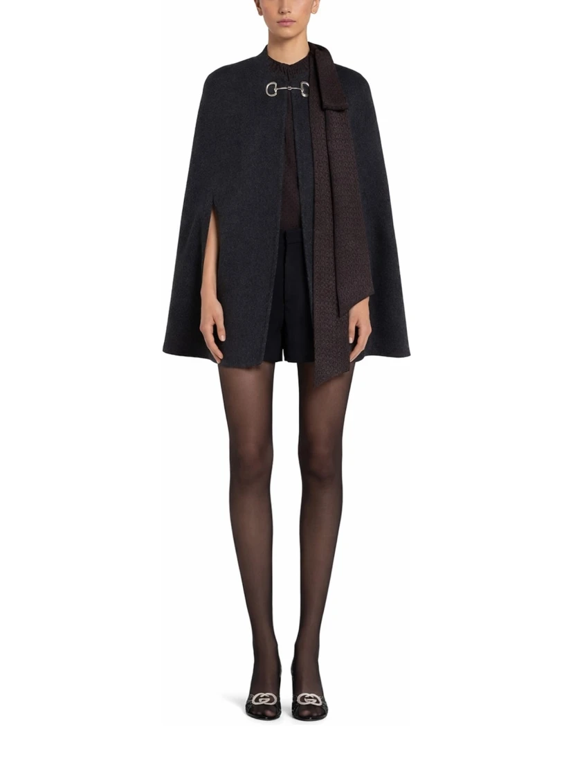 WOOL AND SILK CAPE WITH CLAMP