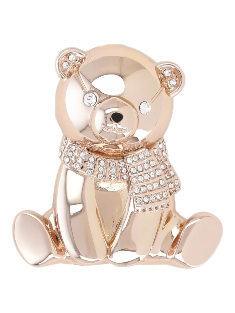 METAL AND RHINESTONE BROOCH