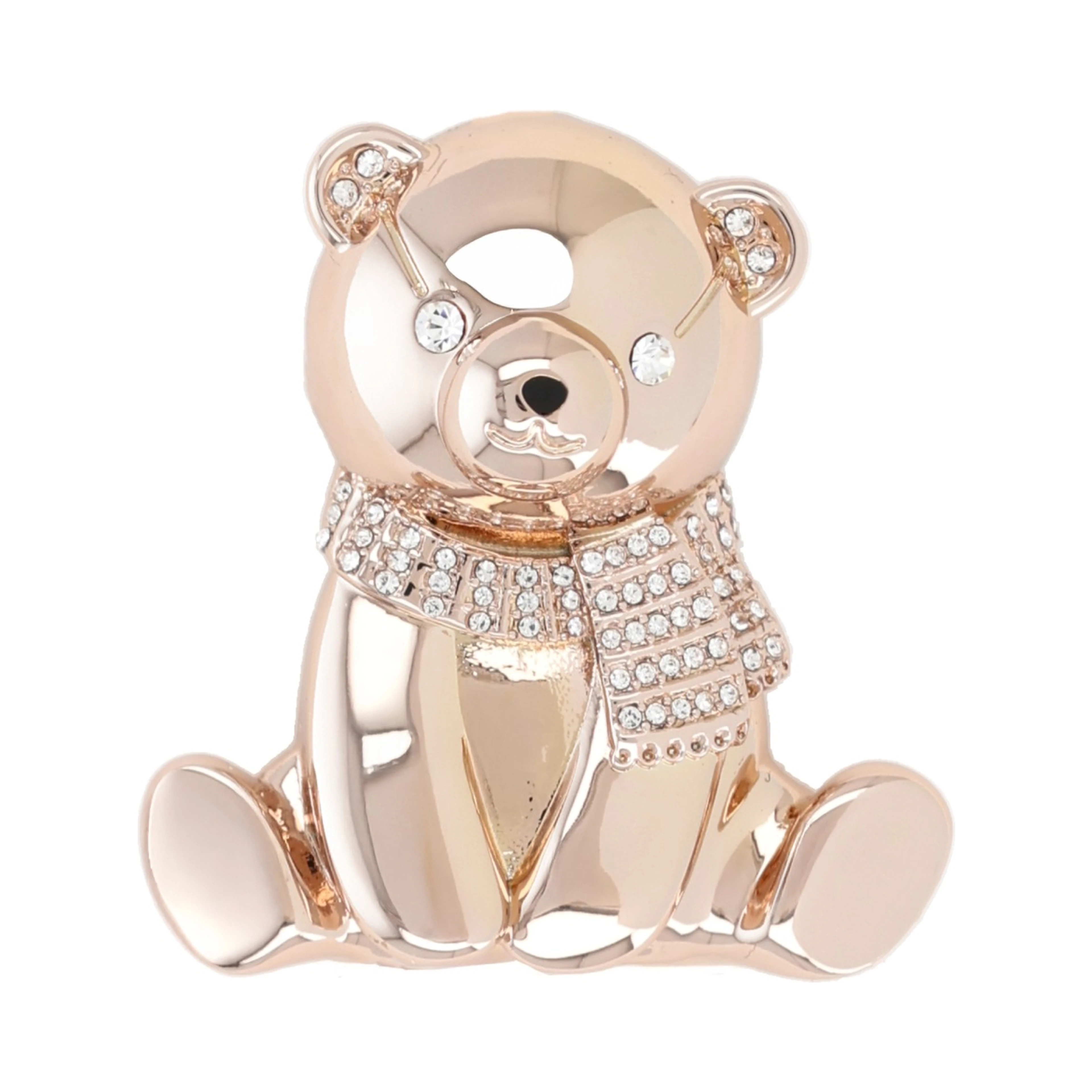 METAL AND RHINESTONE BROOCH